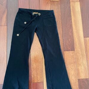 Black Flared Pants with Button Detail